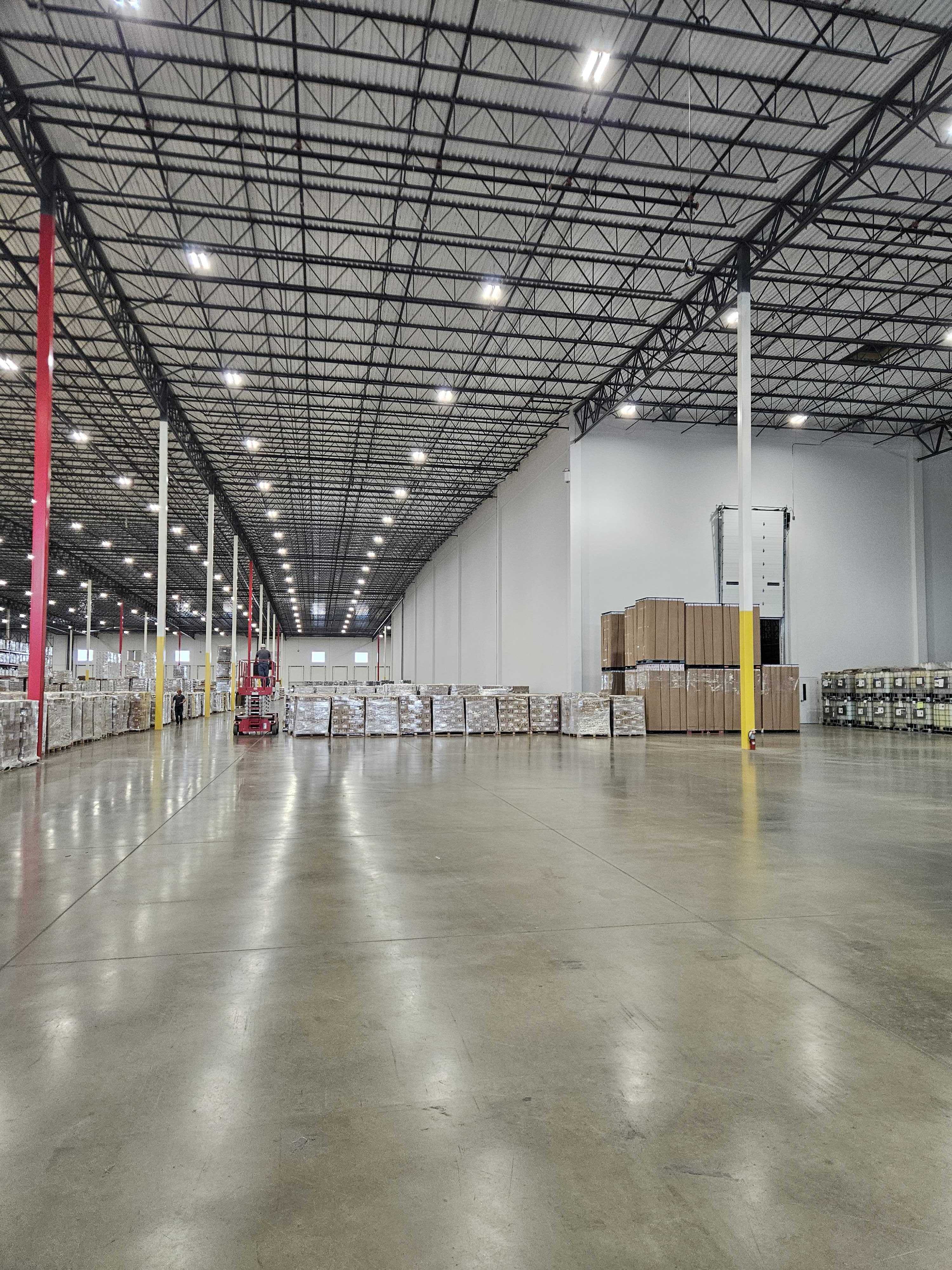 Pallets and dock doors on the Legendz Way distribution floor